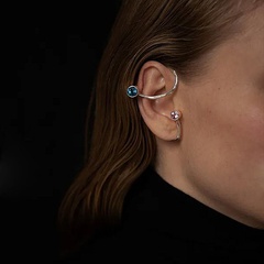 fashion color zircon earrings simple geometric copper ear bone clips
