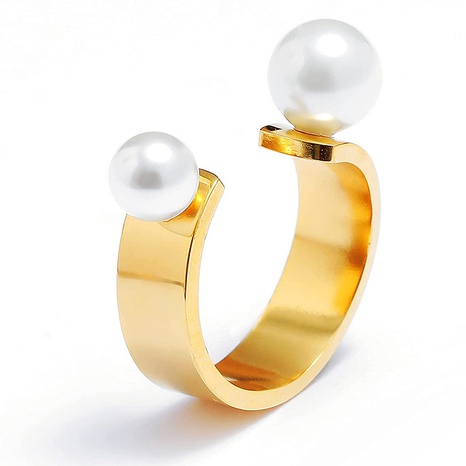 Pearl female fashion wild metal 18k gold open copper ring's discount tags