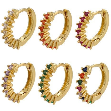 vintage micro-set colored zircon row drill copper hoop earrings jewelry  NHZK646292's discount tags