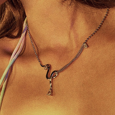 women's fashion stitching zircon geometric short copper collarbone chain's discount tags
