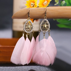 Fashion hollow geometric water drop point drill feather drop earrings wholesale