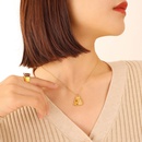 Simple Cheese Block Notched Imitation Pearl Pendant Titanium Steel Plated 18K Gold Necklacepicture5
