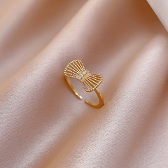 Fashion Geometric Hollow Bow Open Brass Ring Wholesale
