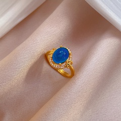 fashion geometric inlaid zircon oval diamond brass ring wholesale