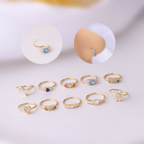 Nouveau 0.8X8MM couleur zircon nez anneau piercing nez cuivre bijoux's discount tags