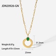 Collar de acero inoxidable de oro de 14 quilates con anillo torcido con incrustaciones de gata verde collar de cadena cruzadapicture11