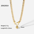 retro stainless steel 14K gold Cuban chain ball bead pendant spring buckle necklacepicture11
