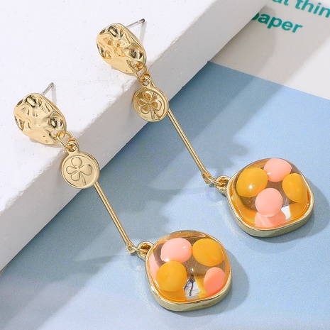 Creative Cute Resin Color Beads Pendant Earrings's discount tags