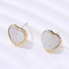 Cute simple white heart stud earrings creative alloy earrings