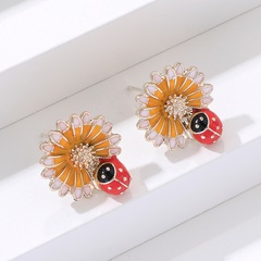 Creative Flower Insect Metal Diamond Stud Earrings