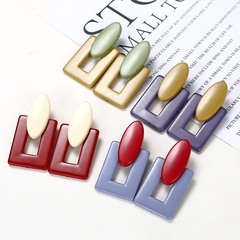 Geometric Rectangular Acrylic Earrings Korean Contrast Color Earrings