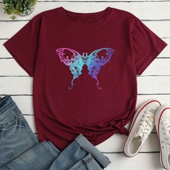 Colorful Butterfly Print Ladies Loose Casual T-Shirt