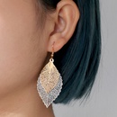 creative tree leaf ear hook hollow silver gold leaf pattern alloy earringspicture5