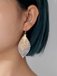 creative tree leaf ear hook hollow silver gold leaf pattern alloy earringspicture6