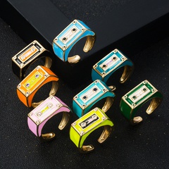 fashion new robot dripping oil metal opening adjustable copper ring accessories
