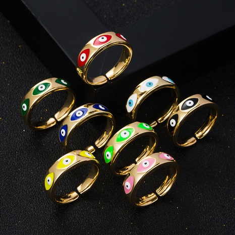 fashion copper plated real gold drip oil devil's eye open copper ring accessories's discount tags