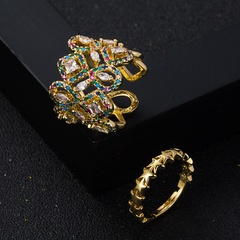 new fashion hip-hop micro-encrusted zircon geometric index finger copper ring jewelry