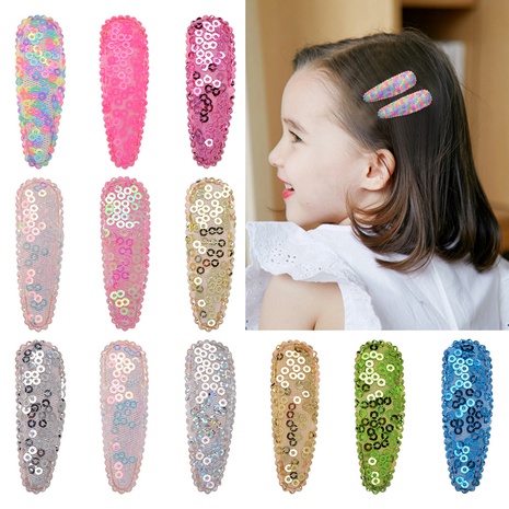 accessoires de cheveux simples pour enfants à paillettes de couleur couvre-chef à clip latéral en gros's discount tags