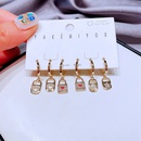 fashion inlaid zircon microset heart shaped lock copper earring combinationpicture5