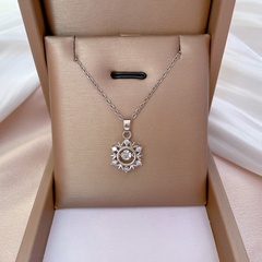 fashion titanium steel snowflake micro-encrusted diamond necklace clavicle chain
