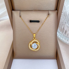 fashion titanium steel camellia micro-encrusted diamond necklace collarbone chain