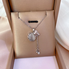 fashion titanium steel simple micro-encrusted diamond necklace collarbone chain