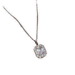 fashion titanium steel squar micro-encrusted diamond necklace collarbone chain