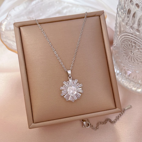 fashion titanium steel full diamond snowflake necklace clavicle chain's discount tags