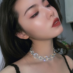Super flash rhinestone ring choker necklace Korean collarbone chain