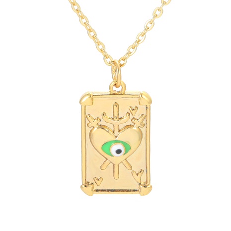 Korean drop oil color eye geometric palm love eye pattern copper collarbone chain  NHWG647016's discount tags