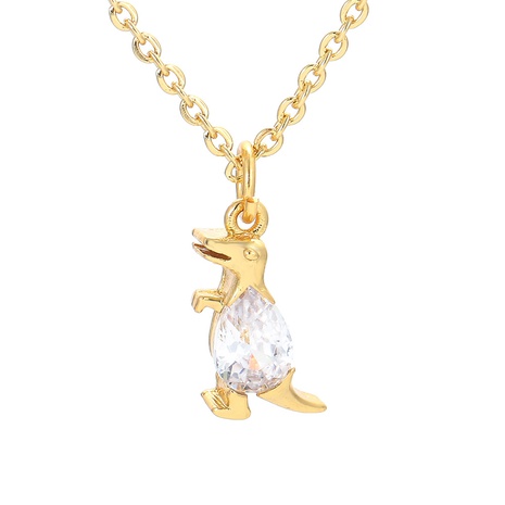 fashion small dinosaur copper inlaid zircon pendant o-word chain clavicle chain  NHWG647018's discount tags