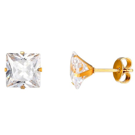 Pendientes de diamantes de imitación de acero de titanio cuadrados grandes de tendencia de moda al por mayor's discount tags