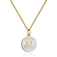 12 constellation gold coins round shell stainless steel pendant necklace female