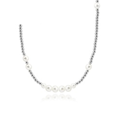 Korean transfer bead pearl titanium steel splicing necklace female