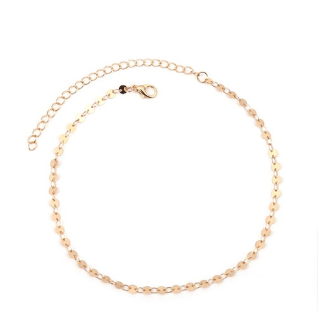 Small disc chain necklace stainless steel handmade chain 14K clavicle chain NHWC647324's discount tags