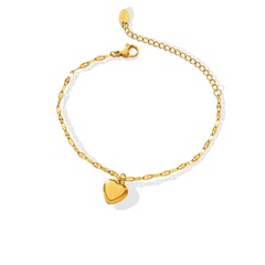 fashion peach heart pendant geometric chain titanium steel bracelet