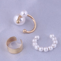 fashion simple geometric inlaid pearl copper ear clip wholesale