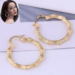 Fashion Simple Bamboo Shaped Copper Hoop Earrings Wholesale