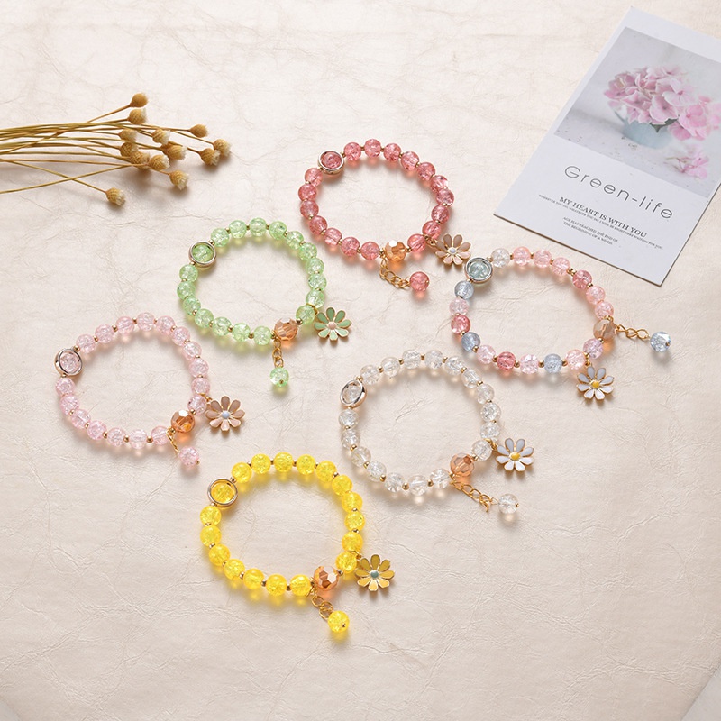 womens fashion crystal daisy pendent bracelet