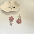 Pink Full Diamond Asymmetric Korean Style Cute Flower Drop Earringspicture16