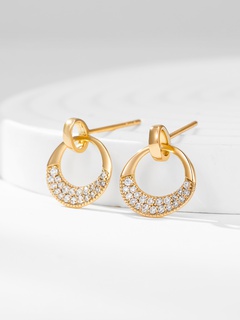 Fashion Geometric Double Circle Retro Copper Stud Earrings Wholesale