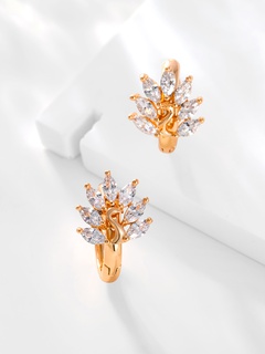 fashionable petite peacock shaped copper inlaid zircon earrings wholesale