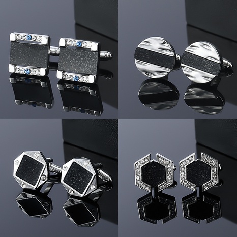 Nouveaux boutons de manchette ronds en métal de sable étoilé incrustés de diamants pour hommes's discount tags