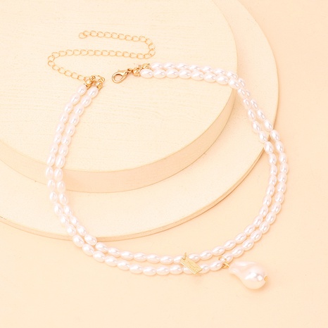 retro fashion multi-layer pearl necklace simple necklace's discount tags