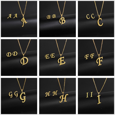 fashion ftainless steel 26 letters necklace earrings simple two-piece's discount tags