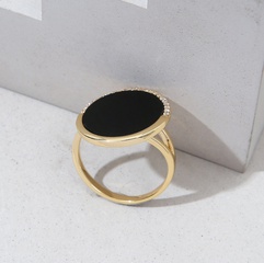 2022 copper-plated 18K gold zircon inlaid black oil drip ring