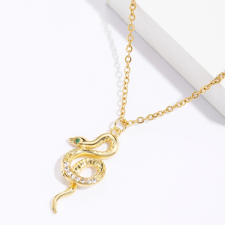 fashion simple copper plated 18K gold snake pendant necklace NHTIJ646862's discount tags