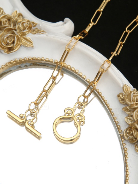 fashion copper-plated 18K gold vase shape OT buckle necklace NHTIJ646865's discount tags