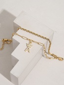 Bracelet double couche pendentif lettre torsade en acier inoxydable plaqu or 18 caratspicture8