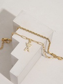 Bracelet double couche pendentif lettre torsade en acier inoxydable plaqu or 18 caratspicture10
